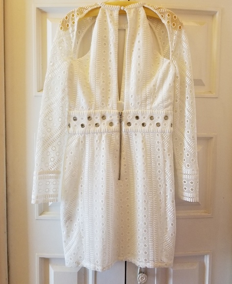 Bardot Dress White W/Silver Rivots Sz 8 - Picture 2 of 5